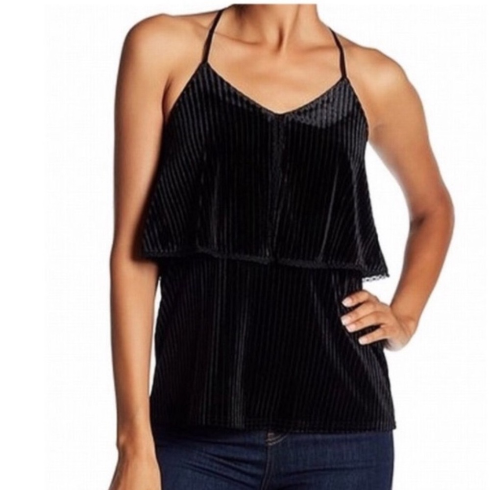 RO & DE Black Velvet Layer Tank Top NWT M